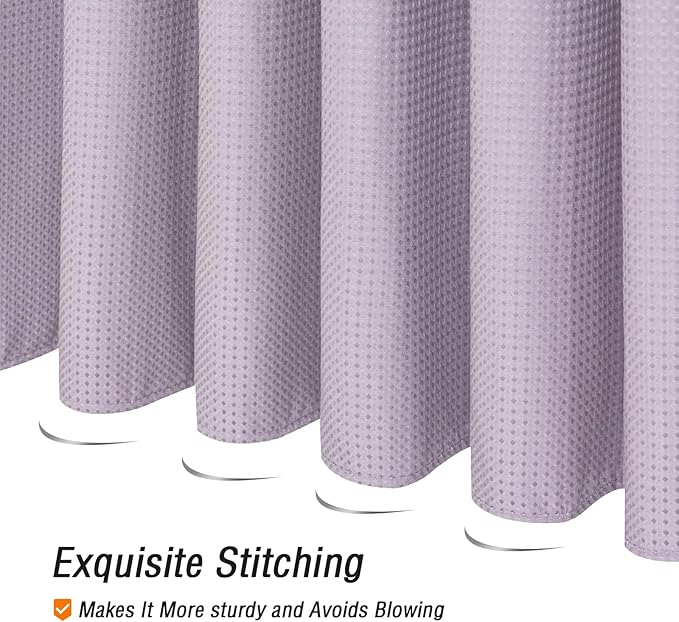 Gibelle Lavender Shower Curtain, Waffle Weave Textured Fabric Shower Curtain for Bathroom - Soft Cloth & Hotel Spa Luxury, Water Repellent, Machine Washable, 72X72, Lavender