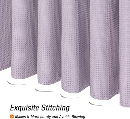 Gibelle Lavender Shower Curtain, Waffle Weave Textured Fabric Shower Curtain for Bathroom - Soft Cloth & Hotel Spa Luxury, Water Repellent, Machine Washable, 72X72, Lavender