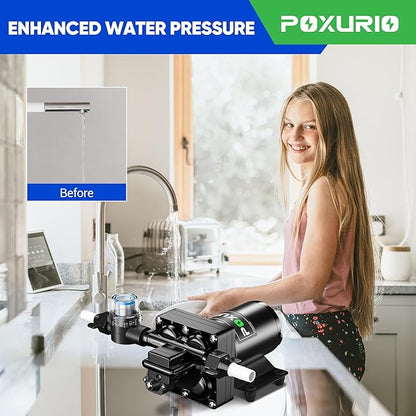 6GPM RV Water Pump, 70PSI 110V DC Fresh Water Pump, Self-Priming Diaphragm Water Pump with Pressure Switch and Filter for RV, Garden, Yacht, Camping