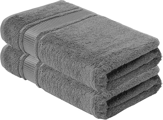 Melissa Linen, 2 Piece Dark Gray Bath Towel Set, 100% Turkish Cotton Bath Towels for Bathroom, Absorbent, Quick Dry, Durable and Soft Shower Towel, 28 in x 55 in, Spa and Hotel Quality