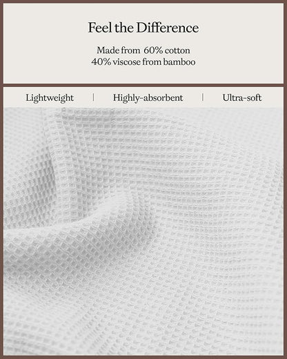 Cozy Earth Waffle Bath Sheets - 60% Cotton 40% Viscose from Bamboo Bath Sheets 40 x 65 Inches - Soft & Absorbent Terry, Reversible Mini Textured Waffle & Weave Pattern - 2 Pack