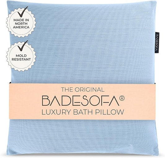 BADESOFA® Luxury Bath Pillow M - Lusciously Soft & Comfortable Tub Pillow for Bathtub - Washable & Quick-Drying Bath Back Pillow - Non-Slip Full Body Tub Pillow - Luxury Spa Cushion in Blue