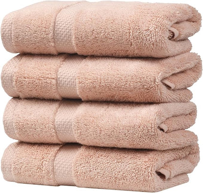 SOFE H&L | Olea Luxury Turkish Cotton Hand Towels Set of 4 Blush | Premium, Soft, Durable, Absorbent | Hotel Quality Plush Towels and Thick Towel Sets