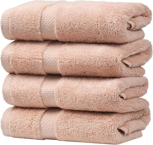SOFE H&L | Olea Luxury Turkish Cotton Hand Towels Set of 4 Blush | Premium, Soft, Durable, Absorbent | Hotel Quality Plush Towels and Thick Towel Sets