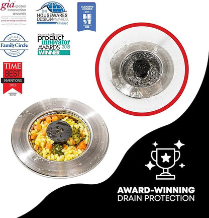 Kitchen SinkShroom Revolutionary Clog-Free Stainless Steel Sink Strainer, Chrome gray