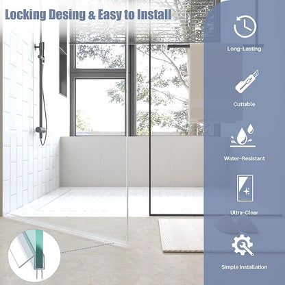 2-Pack Shower Door Bottom Seal, (1/4" x 39") Ultra Clear Shower Door Seal Dtrip, Stop Shower Leaks and Create A Water Barrier