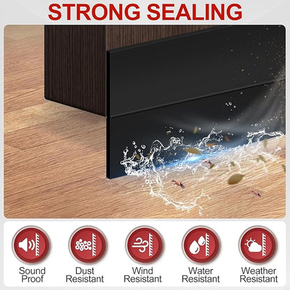 MYFAMIREA Door Weather Stripping 2IN (W) x 40FT (L) Door Draft Stopper Seal Tape Silicone Seal Strip Self Adhesive Shower Sweep Insulation Tape Side Bottom Strip for Sliding Glass Window Gap, Black
