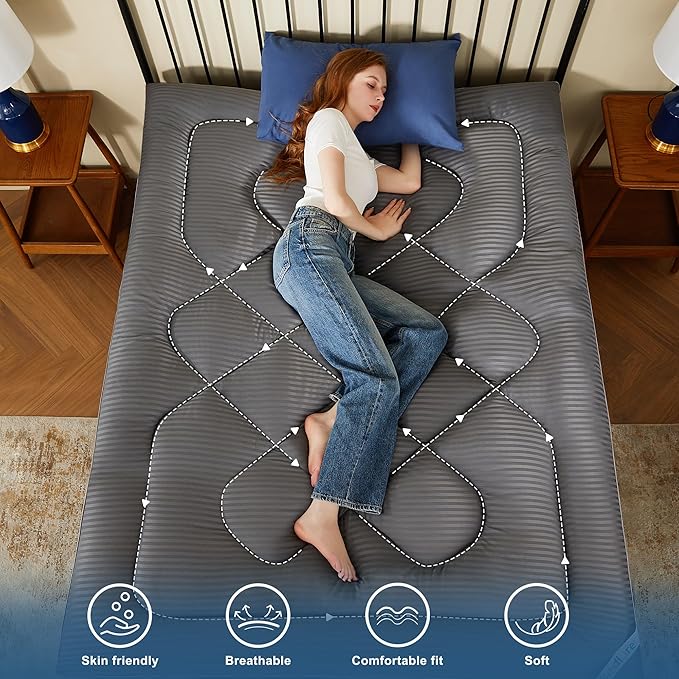 BEDLORE King Mattress Topper, Thick Pillow Top Pad for Back Pain Relief, Cooling Soft Mattress Cover with Deep Pockets 6-18 inch