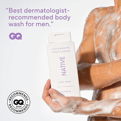 Native Body Wash Contains Naturally Derived Ingredients | For Women & Men, Sulfate, Paraben, & Dye Free Leaving Skin Soft and Hydrating | Lilac & White Tea 18 oz