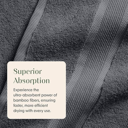 Springtree Home Luxury Viscose from Bamboo Bath Towel Set 6 Piece Set | 35% Viscose from Bamboo - 65% Cotton | Absorbent Quick-Dry Towels for Bathroom | Oeko-TEX Standard 100 Cotton | Iron Grey