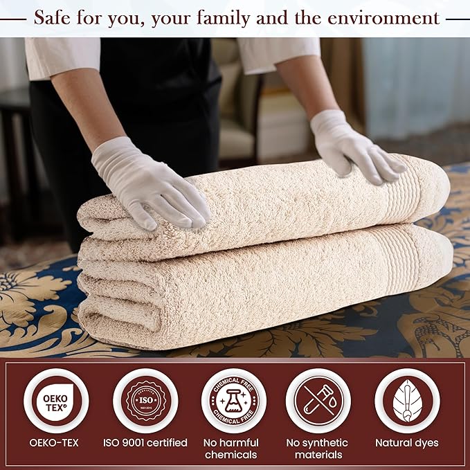 HALLEY Turkish Cotton Towels (Pack of 2) Bath Towels Super Soft Highly Absorbent 100% Cotton Towels for Bathroom and Kitchen for Mother’s Day (Ivory White)