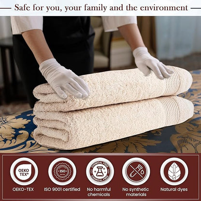 HALLEY Turkish Cotton Towels (Pack of 2) Bath Towels Super Soft Highly Absorbent 100% Cotton Towels for Bathroom and Kitchen for Mother’s Day (Ivory White)