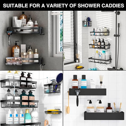HAOBAOBEI 14 Pack Shower Caddy Adhesive Replacement, Strong Adhesive Hooks for Shower Caddy, Shower Shelf Adhesive No Drilling, for Bathroom Storage Shelves and Kitchen Racks & Soap Holder