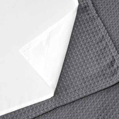River Dream Heavyweight No Hooks Required Dotted Waffle Weave Shower Curtain with Snap in Liner - 71W x 80H,Hotel Grade,Spa Like Bath Curtain,Gray