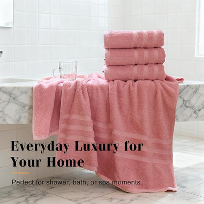 Cotton Bath Towel – Large 30x60 Inches, Soft, Thick & Absorbent Towel for Bathroom, Spa, or Home Use (Pink, 2 Pack – 30"x60")