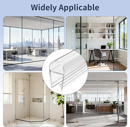 4PCS 39" Glass Shower Door Seal Strip, Shower Door Side Seal Strip for 3/8" (10mm) Frameless Glass, Ultra-Clear PVC Waterproof Door Bottom Seal, Easy to Install, No Adhesive Needed