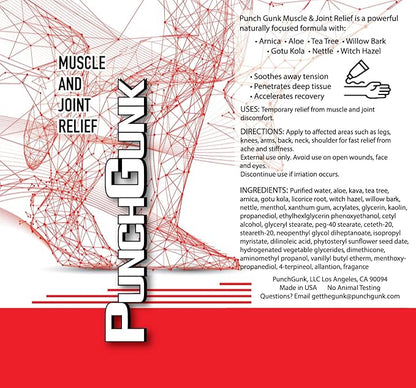 PunchGunk Muscle and Joint Relief Cream for Sore Muscles and Joints, Non Greasy, Naturally Advanced Lotion with Arnica, Aloe & Tea Tree 3.0oz