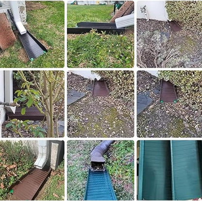 Gutter Downspout Splash Block,16.3"Drain Gutter Guard Diverter,Gutter Downspout Extensions for Water Drainage, Fixable Down Spout Drain Trays,Drainage to Protect House Foundations (2PC White)