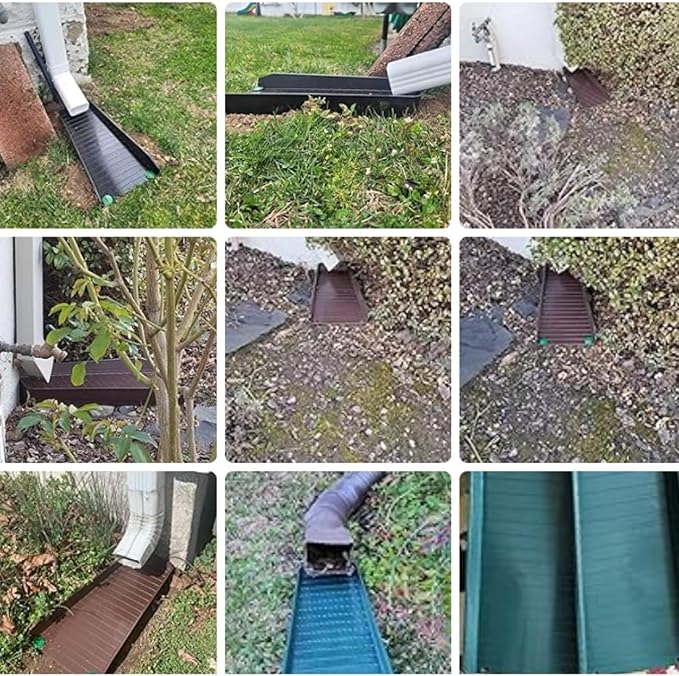 Gutter Downspout Splash Block,16.3"Drain Gutter Guard Diverter,Gutter Downspout Extensions for Water Drainage, Fixable Down Spout Drain Trays,Drainage to Protect House Foundations (4PC White)