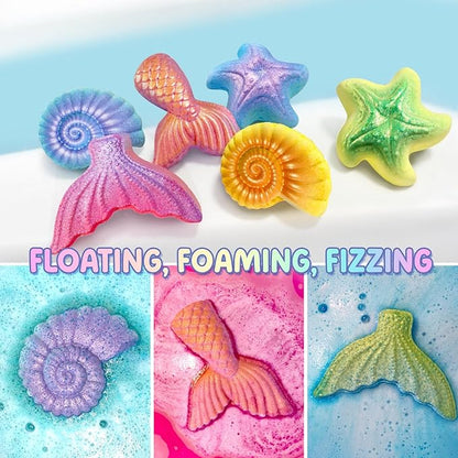 Mermaid Bath Bombs for Kids with Surprse Inside, 8PK XXL Kids Bath Bombs Gift Set for Girls, Birthday Gifts, Mermaid Party Favors, Princess Gift Box