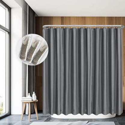 Clawfoot Tub Shower Curtain with 12 Magnets - 36 Metal Hooks Included, 180" W x 70" H Wrap Around, Waterproof PEVA Shower Liner for Bathroom, PVC Free, Metal Grommets - Dark Gray, 180x70