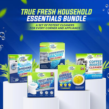 True Fresh Garbage Disposal Cleaner – 24-Pack Foaming Sink and Drain Deodorizer Tablets, Powerful Cleaning Solution for Odor Removal and Maintenance – Works with All Disposals