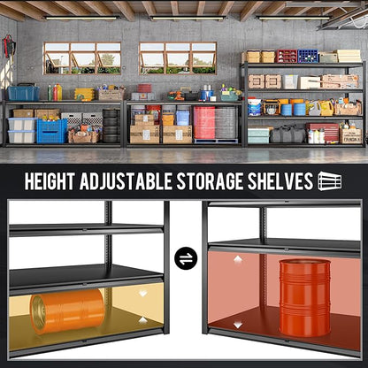59.8" H Garage Shelving 2400LBS Metal Shelving Unit Adjustable Garage Storage Shelves 4 Tier Heavy Duty Storage Rack for Pantry Warehouse Industries 59.8" W x 59.8" H x 24.2" D, 2 Pack