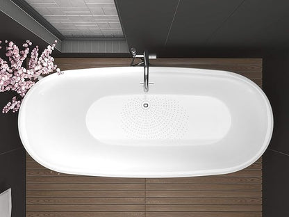 ANZZI Freestanding Tub 67”, Soaker Tub, Acrylic Center Drain, Luxury Spacious, Deep Soaker Bathtub with Overflow and Drain, Modern Slip-Resistant Floor (FT-AZ401)
