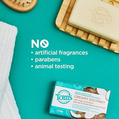 Tom’s of Maine Natural Bar Soap Variety Pack, Lavender & Shea, Creamy Coconut, Orange Blossom, Lemon Bergamot, Dermatologically Tested, Paraben Free, Vegan, 4 Count
