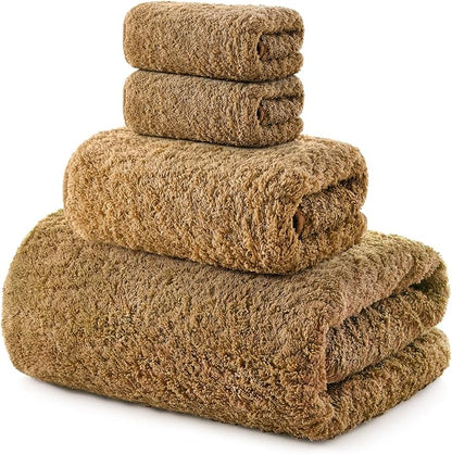 REDKISS Ultra-Plush Bath Towel Set - 900GSM Premium Thick Cotton for Bathroom & Spa, Super Absorbent Quick-Dry Bath Sheets with No Shedding (4-Piece Set for Adults, Luxury Hotel & Home Use)-Brown