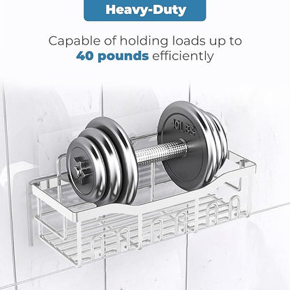 Fab Glass and Mirror Shower Caddy Pack of 5, white - Shower Organizer and Shelves for Efficient Storage, Wall Mounted Bathroom Caddy, Wall Organizer