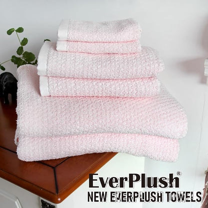 Everplush Diamond Jacquard 6 Pieces Bath Towel Set, Luxury Super Soft Oversized everplush Towels, Highly Absorbent everplush Diamond Jacquard Quick Dry Bath Towel for Bathroom Pink