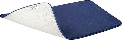American Soft Linen 21x32 Fluffy Foamed Slip Reducer Bath Rug, Machine Washable Area Bath Mat Rugs for Bathroom, Navy Blue