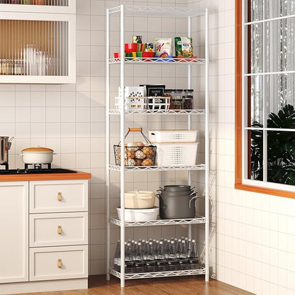 HOMEFORT 6-Tier Wire Shelving, 6 Shelves Unit Metal Storage Rack, Durable Organizer, Perfect for Pantry Closet Kitchen Laundry Organization (White)