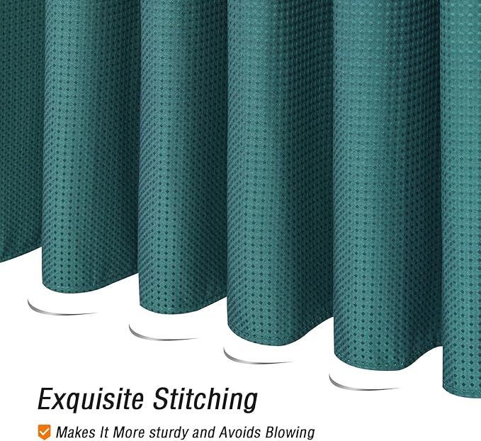Gibelle Seaweed Green Shower Curtain, Waffle Weave Textured Fabric Shower Curtain for Bathroom - Soft Cloth & Hotel Spa Luxury, Water Repellent, Machine Washable, 72X72, Seaweed Green