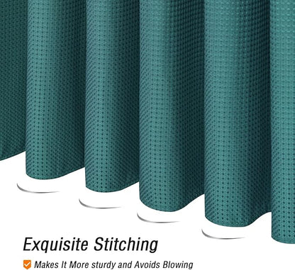 Gibelle Seaweed Green Shower Curtain, Waffle Weave Textured Fabric Shower Curtain for Bathroom - Soft Cloth & Hotel Spa Luxury, Water Repellent, Machine Washable, 72X72, Seaweed Green