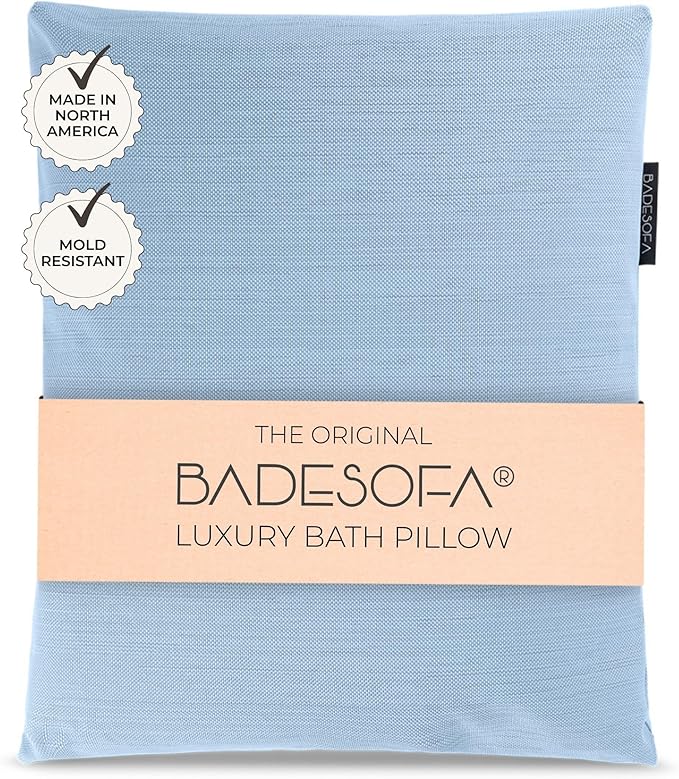 BADESOFA® Luxury Bathtub Pillow L - Large Bath Pillow for Therapeutic Neck and Back Support Quick-Drying - Washable Full Body Bath Tub Cushion - Luxury Spa Cushion in Blue