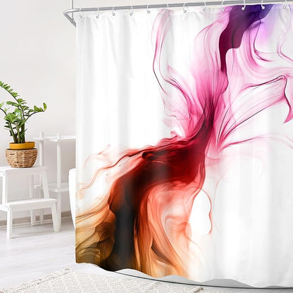 Cinbloo Colorful Multicolor Rainbow 60Wx72H Shower Curtain Abstract Modern Ombre Marble Ink Art Minimalist Bathroom Curtain Set Elegant Pretty Aesthetic Women Neutral Bath Bathroom Accessories Decor