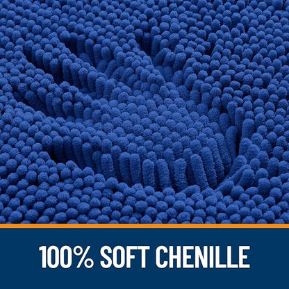 OLANLY Bathroom Rugs 44x24, Extra Soft Absorbent Chenille Bath Rugs, Rubber Backing Quick Dry, Machine Washable Bath Mats for Bathroom Floor, Tub and Shower, Home Decor Accessories, Royal Blue