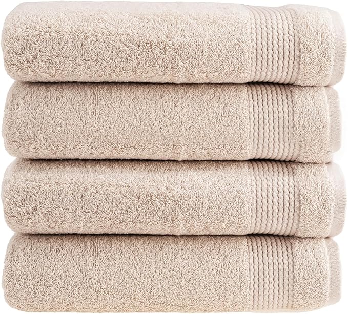 HALLEY Turkish Cotton Towels (Pack of 4) Bath Towels Super Soft Highly Absorbent 100% Cotton Towels for Bathroom and Kitchen for Mother’s Day (Ivory White)