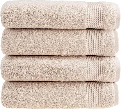 HALLEY Turkish Cotton Towels (Pack of 4) Bath Towels Super Soft Highly Absorbent 100% Cotton Towels for Bathroom and Kitchen for Mother’s Day (Ivory White)