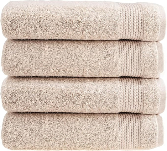 HALLEY Turkish Cotton Towels (Pack of 4) Bath Towels Super Soft Highly Absorbent 100% Cotton Towels for Bathroom and Kitchen for Mother’s Day (Ivory White)