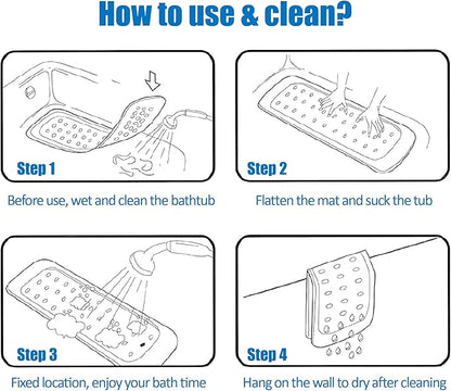 MOLFUJ 32"X16" Foot Scrubber Shower Mat with Feet Scrub Stone, Oval Bathtub Mat with Antislip Suction Cups and Drain Holes, Non Slip with A Pumice Stone for Feet Massage - Grey