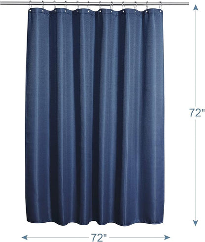 AmazerBath Waffle Shower Curtain Heavy Duty 240GSM, Navy Blue Shower Curtain Fabric Waffle Textured, Hotel Quality, Bathroom Shower Curtains, 72 x 72 Inches