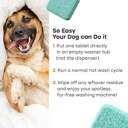 Washing Machine Cleaner Tablets - 24 Pack for a 12 Month Supply. Formulated for Pet Owners. Compatible with HE, Top & Front Load. Easily Removes Residue, Grime. Value Brand by Uproot Clean