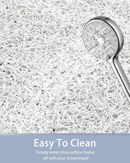 Mecko Non Slip Shower Mats,17x30 Inch,Anti-Slip Bathtub Mats with Suction Cups for Bathroom, Foot Scrubber Loofah Bath Mats for Shower, Quick Drying Shower Stall Mats for Wet Areas (White)