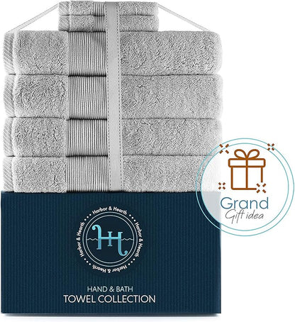 Hearth & Harbor Bath Towels for Bathroom - 100% Ring Spun Cotton Luxury Bathroom Towels - Ultra Soft & Highly Absorbent, Bath Towels Set of 6 - Silver Gray