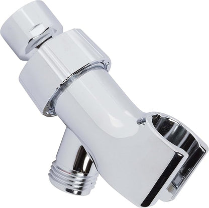 Shower Arm Bracket - Adjustable Handheld Shower Arm Mount & Holder with Brass Connector - Indoor and Outdoor Modern Bath Spa Fixture - Chrome