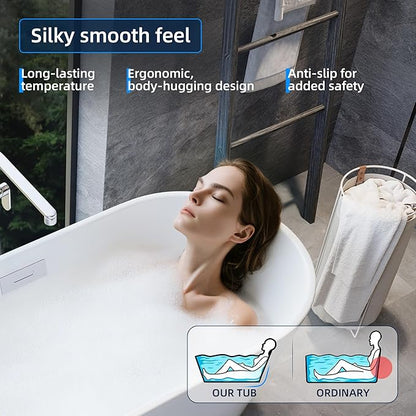 67 Inch Freestanding Bathtub, Acrylic Soaking Bathtub with Chrome Drain and Overflow, Standalone Ergonomic Tub for Bathroom Relaxation, Deep Design for Family and Guest Use