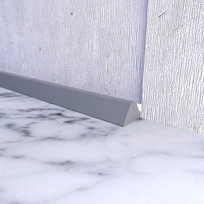 39 Inch Collapsible Shower Water Dam, Shower Threshold Water Dam Shower Barrier, Dry and Wet Separation Door Dam Water Stopper Kitchen Shower Threshold Silicon Water Blocker(Mini Trapezoid)